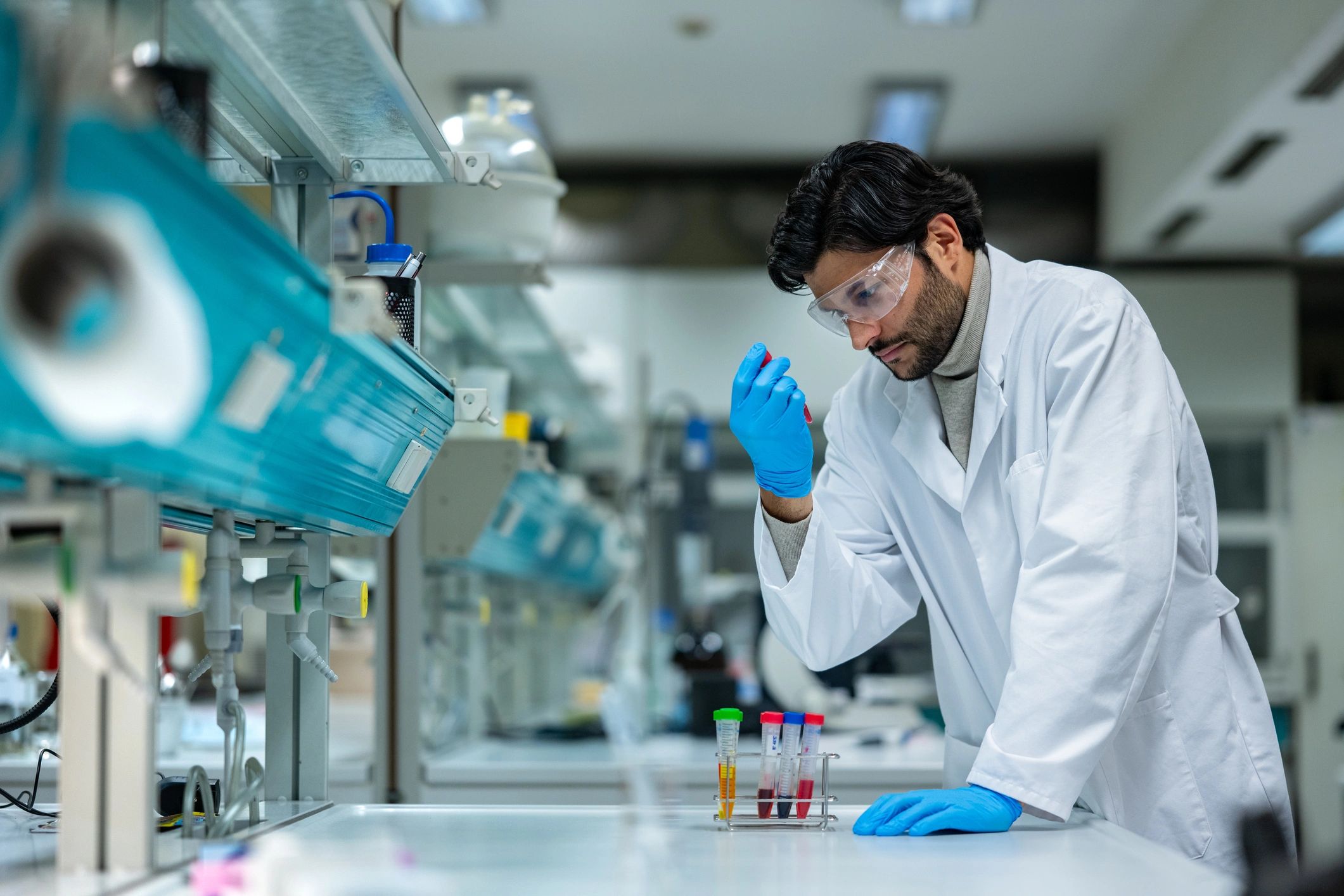Scientist reviewing laboratory samples
